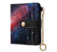 tplaotee Red Universe Nebula Ladies Folding Coin Wallet Convenient PU Leather Card Wallet for Men Women Travel