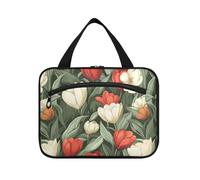 tplaotee Red White Tulipa Beauty Summer Flowers hanging bag for men travel with hook, designer fashion brush bag for women traveling traveling estuche de maquillaje para mujer M, red white tulipa