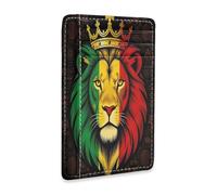 tplaotee Reggae Rasta Lion Crown Tribal Art leather small womens wallet slim With ID Window RFID Blocking credit card protector for Men and Women