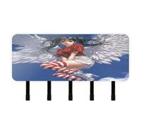 tplaotee Retro Anime Girl 80s Key Holder Wall Mount with Mail Organizer & 5 Self-Adhesive Hanging Decorative Wall Hook for Home Decor Living Room Kitchen