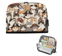 tplaotee Retro Cartoon Pirates Cat Pencil Holder Case Large Capacity Pen Bag Multifunctional Multi-Purpose Bag for Kids School Supplies bolso para herramientas