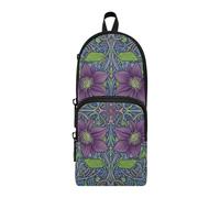 tplaotee Retro Clematis William Morris Pattern Nylon 3 Compartments Pencil Bags Big Capacity Pencil Storage Case Stationery pouching Bag for Boys Middle School 1600ml