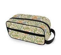 tplaotee Retro Iris Bird William Morris Beige Portable Cosmetics Bag with hanging hook Lightweight Make Up Bags For Women Travel-Size Accessories