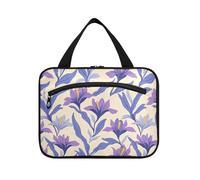 tplaotee Retro Iris Pattern White hanging travel make up bags women with hook, designer necessities make up bags for ladies cruises bolso para maquillaje M, retro Iris pattern white, M