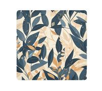 tplaotee retro leaves Pattern deep blue beige Magic Makeup Organizer Bag Cloth Makeup Bag Organizer Wrap Camera Lens Cloth Wrapper Organizer Bags For Women Size 21.7x21.7in