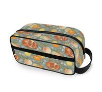 tplaotee Retro Lemon Pomegranate William Morris Portable Cosmetics Bag with hanging hook Waterproof Capacity Travel Cosmetic Bag Travel-Size Accessories