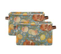 tplaotee Retro Lemon Pomegranate William Morris storage baskets,collapsable and waterproof clothes storage basket with sturdy handle Hamper linen linen 2 pack for rv book