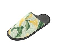 tplaotee Retro Yellow Calla Lily Flowers Warm Women's Slipper House Shoes For Women Indoor with Memory Foam For House, Bedroom