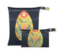 tplaotee Reusable Bag For Wet 2 Pack Easter Egg Folk Art Patterns Flowers