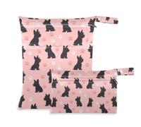 tplaotee Reusable Bags For Wet 2 Pack Black Scottish Terrier Paw Peach