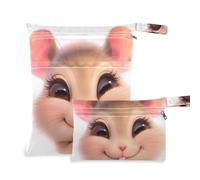 tplaotee Reusable Bathing Suit Bags 2 Pack Cute Big Eyes Fancy Rat