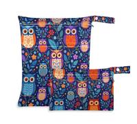 tplaotee Reusable Large Wet Bag 2 Pack Fall Owl Cute Barnyard Bird