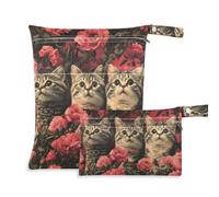 tplaotee Reusable Waterproof Dry Bag 2 Pack Art Scottish Fold Cats Hot Pink