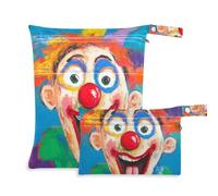 tplaotee Reusable Wet Dry Bag 2 Pack Funny Faces Clown
