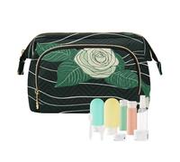 tplaotee Rose Velvet Ribbon Grass Green Makeup Bag With Handle Essentials Cosmetic Bags For Purse for Cosmetic Storage, Rose Velvet Ribbon Grass Green, One Size