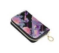tplaotee Roses Butterfly Vapor Wave Style Pink Black leather card wallets for women With 2 cash slot RFID Blocking men's card & id cases with zipper carteras para mujer
