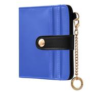 tplaotee Royal Blue Solid Color Pure Plain Ladies Slim Foldable Wallet Portable Compact PU Leather Wallet for Men Women Travel