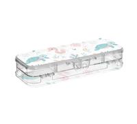 tplaotee Safari Sea Animals Cartoon Simple Designed Clear Pencil Plastic Box Double Deck Pencil Container For Stationery Supplies With Snap And Lid
