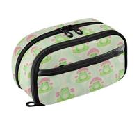 tplaotee Sage Green Frog Mushroom PVC Pencil pouching Multi-Purpose Pvc Pencil pouching for School Teen Girl Boy Men Women