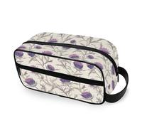 tplaotee Scotland Thistle Beauty Flowers Portable Makeup Bags with hanging hook Waterproof Large Capacity Travel Cosmetic Bag Vertical Free-Standing