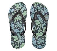 tplaotee Seaweed Leaf Blue Flower William Morris rubber flip flops cushion women flip for Shower Swimming Pool yoga, Seaweed Leaf Blue Flower William Morris, 3-4