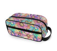 tplaotee Shining Jewelry Daisy Portable Toiletry Bags with hanging hook Waterproof Cosmetic Bags With Zipper Vertical Free-Standing