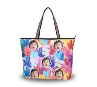 tplaotee silk fabric zippered cross body handbags summer chick Customized picture on fashion purses and handbags (senario) Size15.7 x 11.4 Colorful Handprints