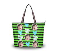 tplaotee silk fabric zippered crossbody handbags summer chick Customized picture on leather handbags for women (senario) Size15.7 x 11.4 Green Black Strips