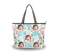 tplaotee silk fabric zippered crossbody handbags trendy Customized picture on handbags for women 2025 (senario) Size15.7 x 11.4 Vintage Pink Bellflower Green Leaves