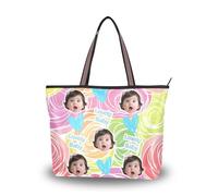 tplaotee silk fabric zippered satchel handbags summer chick Customized picture on handbags for women shoulder (senario) Size15.7 x 11.4 Rose Colorful