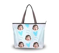 tplaotee silk fabric zippered shoulder tote bag reusable Customized picture on handbags for women 2025 (senario) Size15.7 x 11.4 Blue-purple Gradient