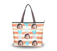 tplaotee silk fabric zippered straps for handbags stylish Customized picture on crossbody bags for women (senario) Size15.7 x 11.4 Coral Orange Beige White Stripe Pattern