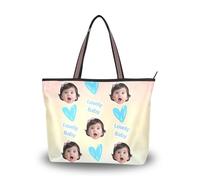 tplaotee silk fabric zippered womens tote bags convenient Customized picture on handbags for women 2025 (senario) Size15.7 x 11.4 Yellow and Blue Powder