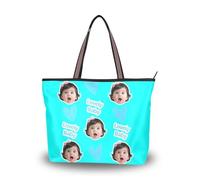 tplaotee silk fabric zippered womens tote bags convenient Customized picture on leather handbags for women (senario) Size15.7 x 11.4 Cyan Aqua Solid Color Pure Plain