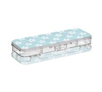 tplaotee Simple Blue Stars Designed Clear Pencils Box Double-Deck Pens Case Hard For Art Supplies With Snap-Tight Lid