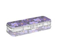 tplaotee Simple Purple Flowers Black Background Designed Clear Pencils Box Double Deck Transparent Pens Case Boxes For Kids With Snap Lid