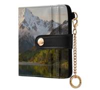tplaotee Snow Mountain Lake Sun Women's Minimalist Folding Wallet Convenient PU Leather Wallet for Women