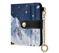 tplaotee Snow White Mountain Star Sky Women's Small Folding Wallet Cute PU Leather Card Wallet for Women Girls