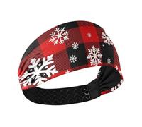 tplaotee Snowflakes Red Black Buffalo Plaid Christmas no slip cloth headbands Elastic sweat band for Athletic Sports Athletic Sports make up make up