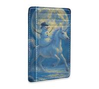 tplaotee Snowman Riding unicorns Oil Painting leather men's wallet slim With ID Window RFID Blocking small credit card holder for Men and Women