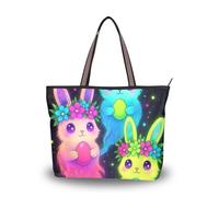 tplaotee Spooky Ghostly Easter Rabbits Design Everyday Tote totes for women purses and handbags for Travel,work,shopping, Spooky Ghostly Easter Rabbits Design, M