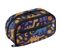 tplaotee Spooky Season Jurassic T-rex Expandable Pencil pouching Back-To-School Essential for Women