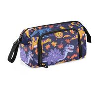 tplaotee Spooky Season Jurassic T-rex Large Pencil Case Large Capacity Big Pencil Cases with Handle for Kids Travel