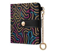 tplaotee Squiggly Line Ladies Classic Foldable Wallet Unique Minimalist PU Leather Wallet for Woman Girl