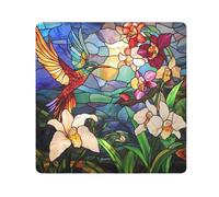 tplaotee Stained glass beautiful birds colorful orchids flowers Protective Travel Cosmetic Bag Cloth Cosmetic Bag Organizer Wrap Camera Lens Cloth Wrapper For Organization Size 21.7x21.7in
