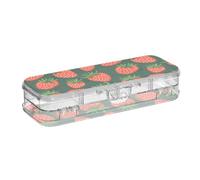 tplaotee Strawberry Dark Green Red Designed Clear Pencil Box Plastic Double Layer Transparent Pens Case For School With Snap Lid