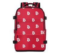 tplaotee Stylish Personal Item Backpack White Bitcoin Sign Red
