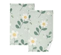 tplaotee Summer Green Little Flowers hand towels for kitchen decorative bath washcloths face towels for women organic cotton bath towels set of 2, Size 16"x28"