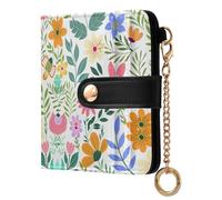 tplaotee Summer Multicolor Floral Brilliance Ladies Premium Foldable Wallet Cute PU Leather Wallet With Card Slots for Women Girls