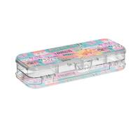 tplaotee Sun Colorful Art Words Doodle Designed Clear Pencils Box 2 Layer Pens Case Transparent Hard For Stationery Supplies With Snap-Tight Lid